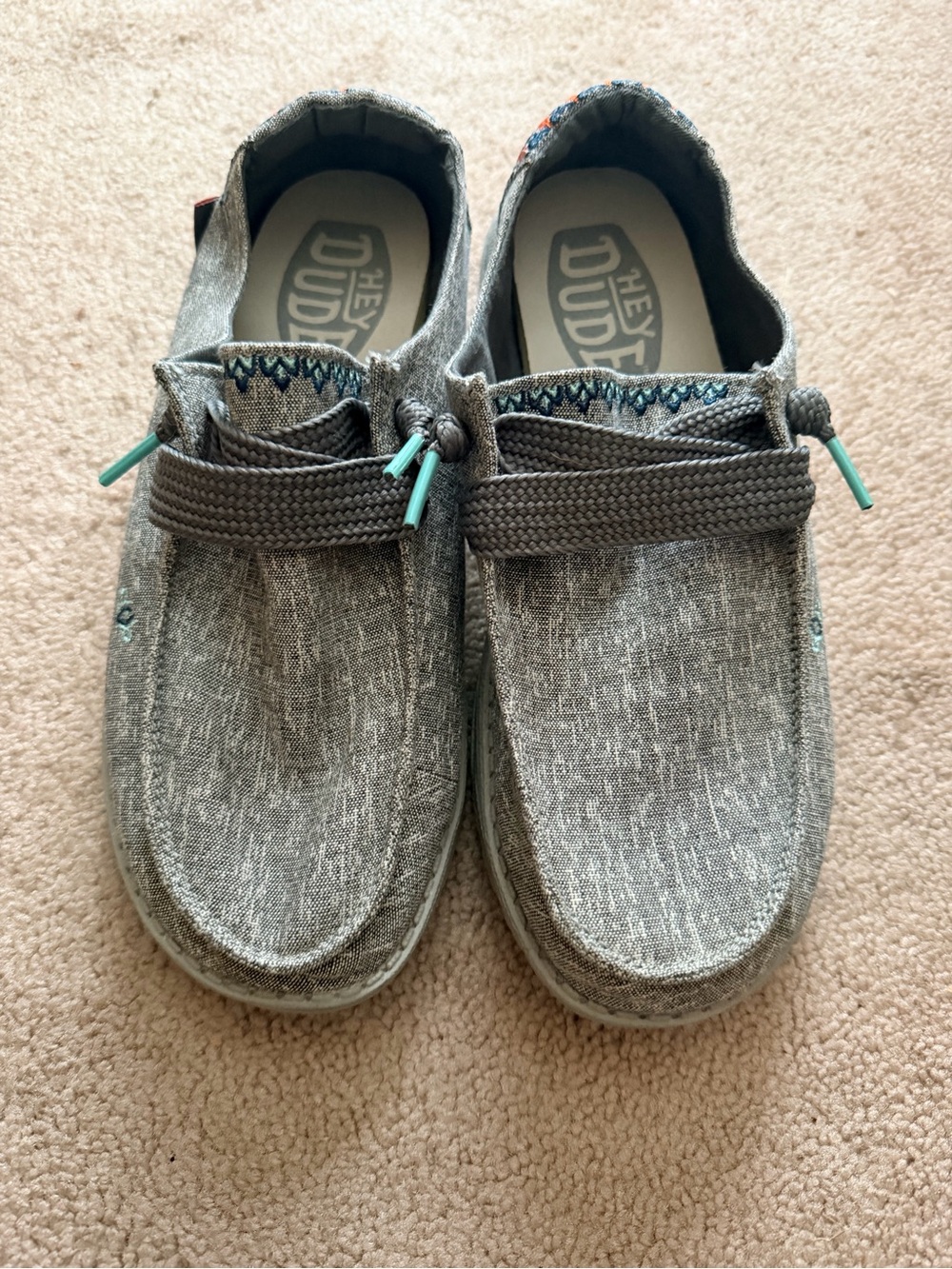 Hey Dude Womens Gray Canvas Slip-On Loafers Size 9